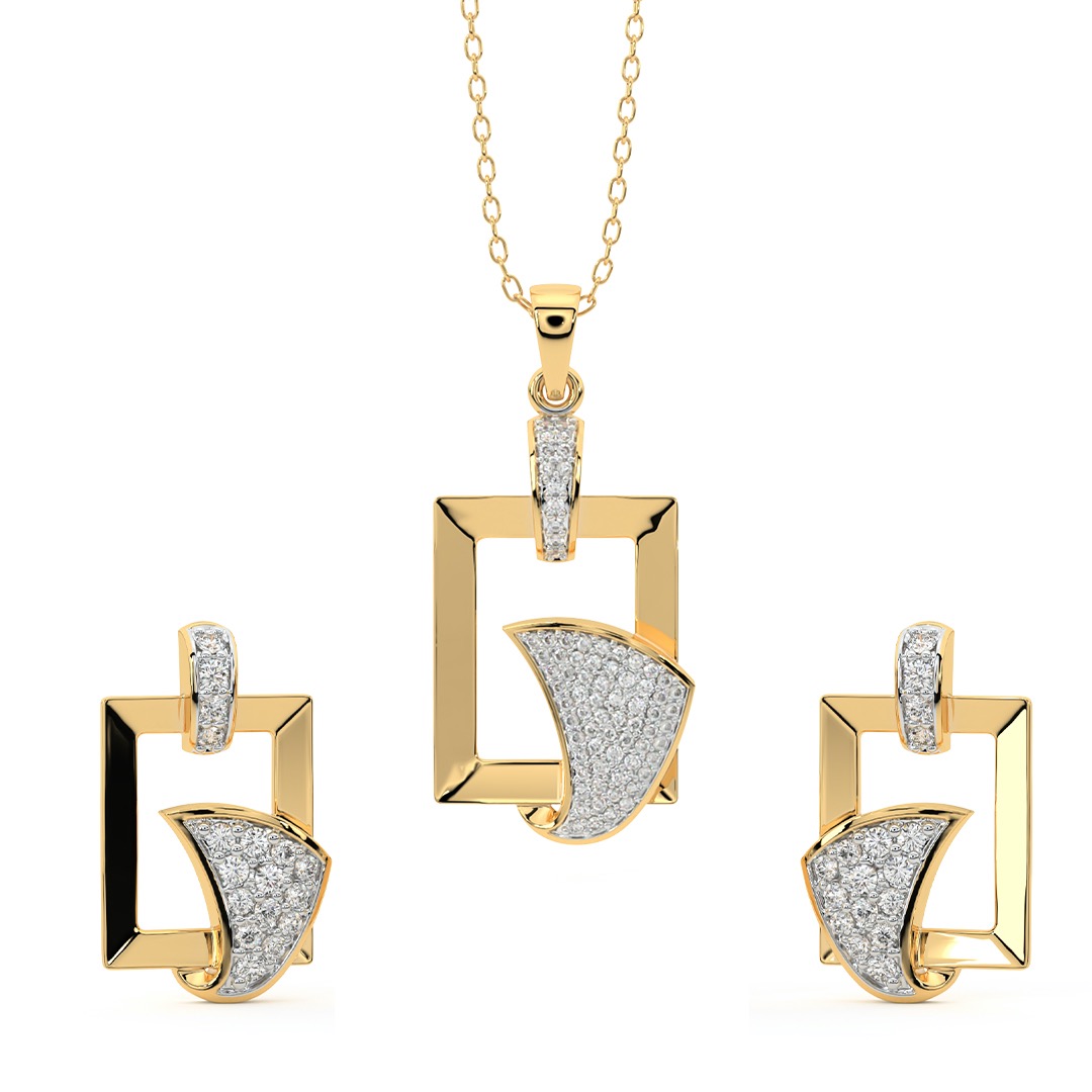 Diamond Pendant Set Design In Gold